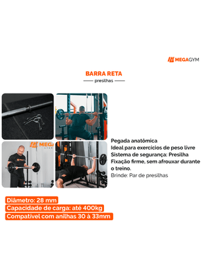 Barra Reta Maciça Cromada 28,57mm