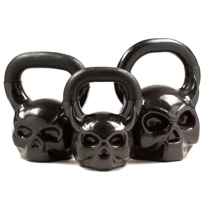 Kettlebell Caveira Preto Revestido  Treinos de Força e Hipertrofia