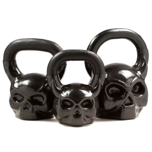 Kettlebell Caveira Preto Revestido  Treinos de Força e Hipertrofia
